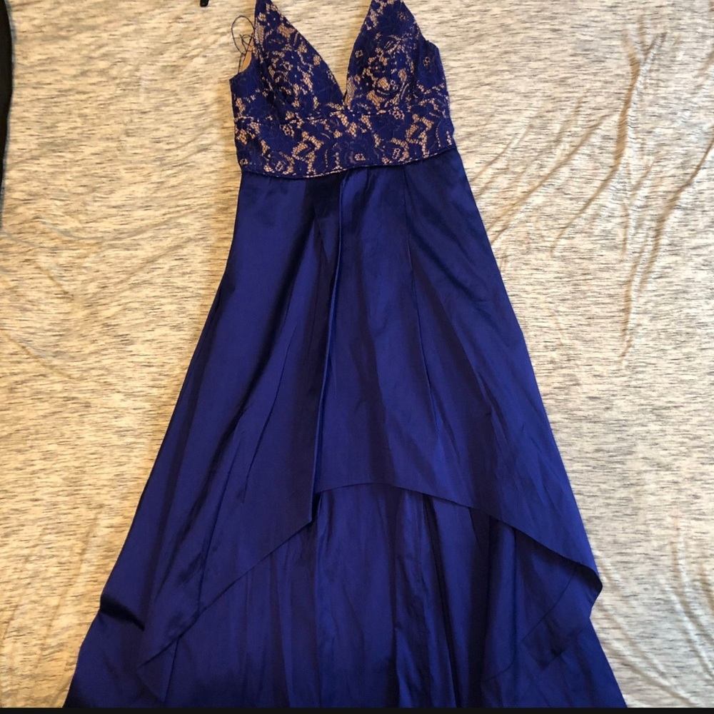 Aiden Mattox blue and lace dress